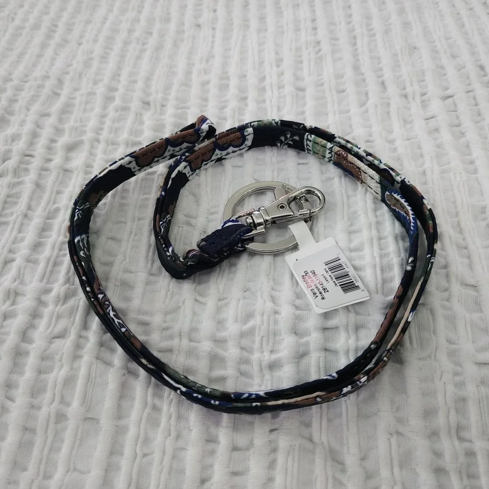 Vera Bradley Lanyard Java Navy Camo Paisley Cotton Key ID Holder 28145-11940 NWT